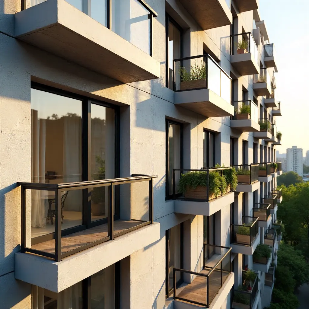Close-Up: Modern Apartment Facade with Balconies