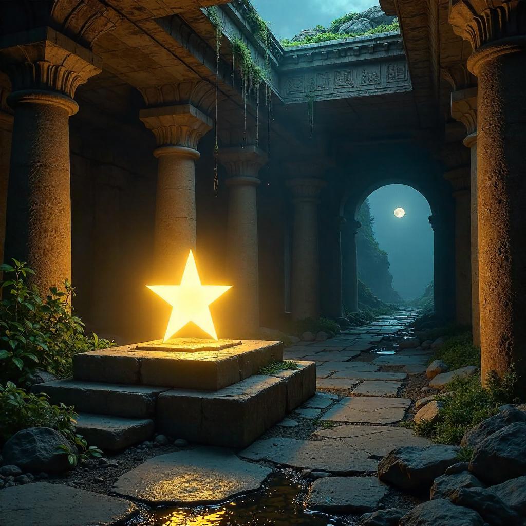 Photorealistic Star in Ancient Temple Ruins