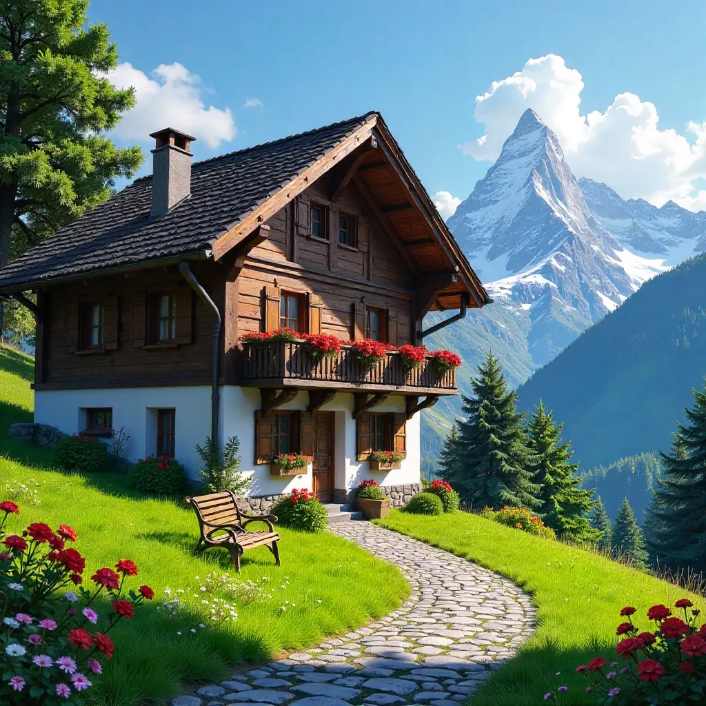 Charming Alpine Chalet with Swiss Mountain View