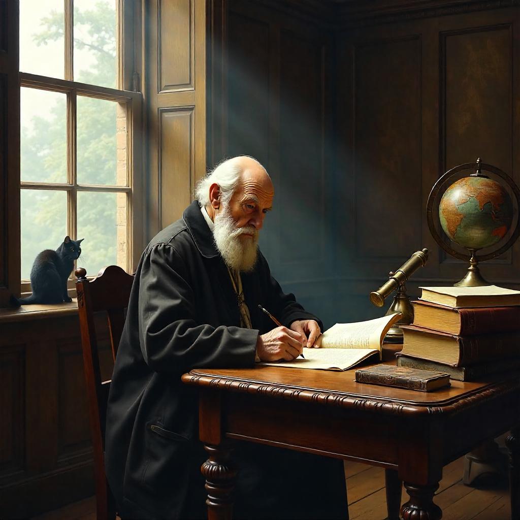Morning Mist Scholar in an Oil Studio