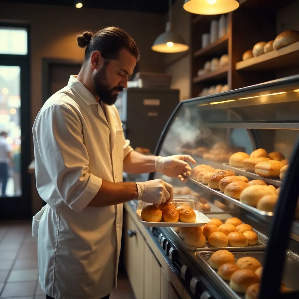 Overhead Baker Placing Dessert in Container