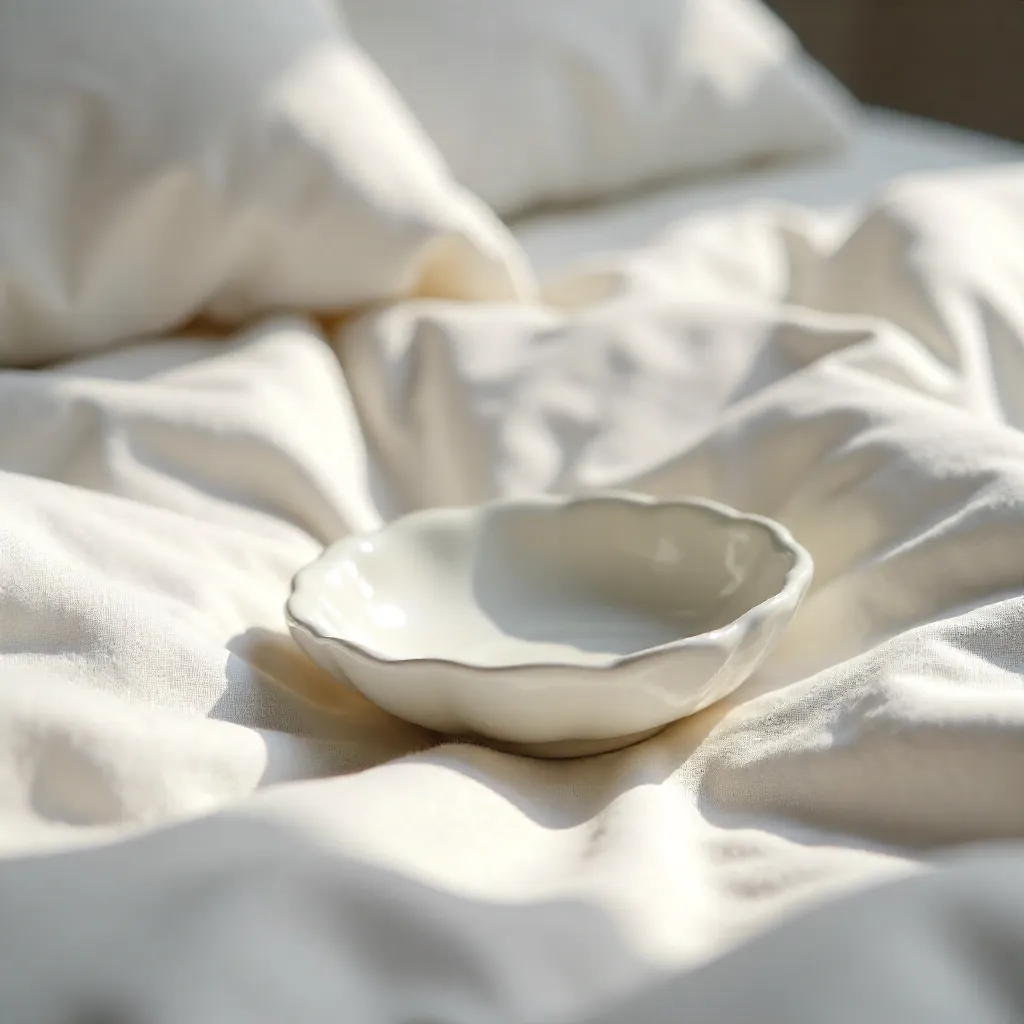 Serene Shell Dish on Soft White Bedding