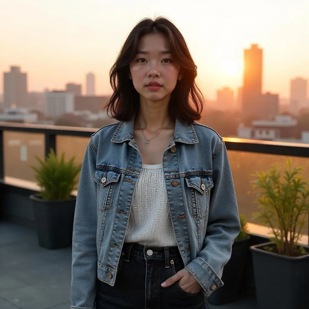 Rooftop Portrait of a Young East Asian Woman