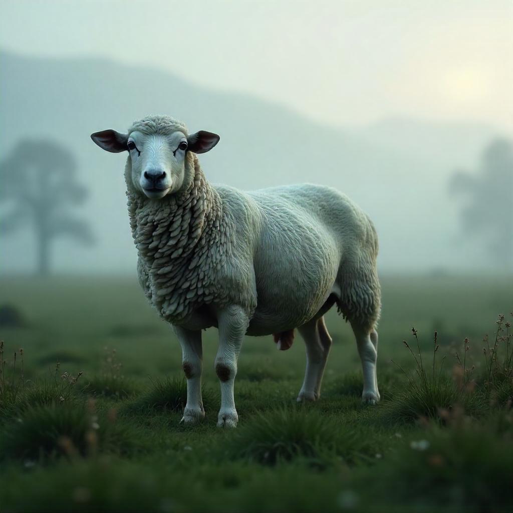 Photorealistic Sheep in Dense Fog
