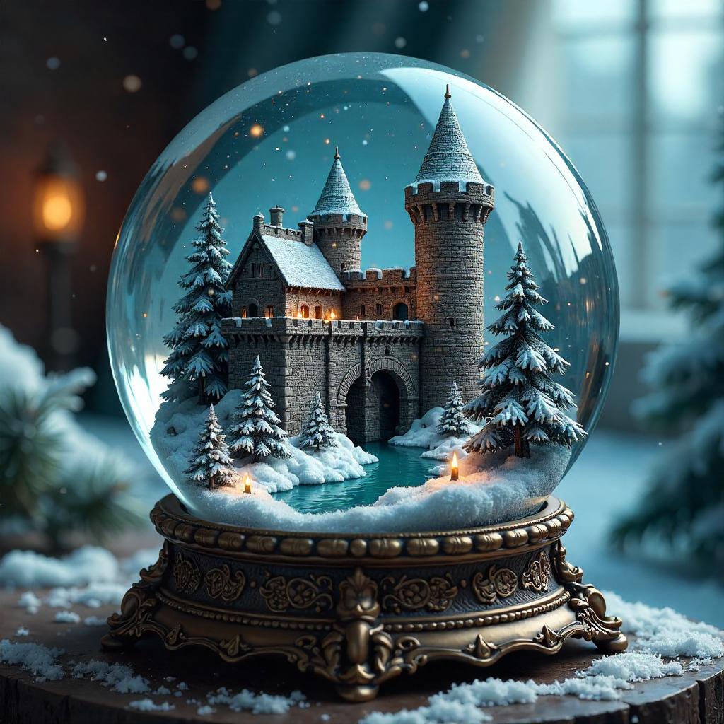 Fortress in a Crystal Snow Globe