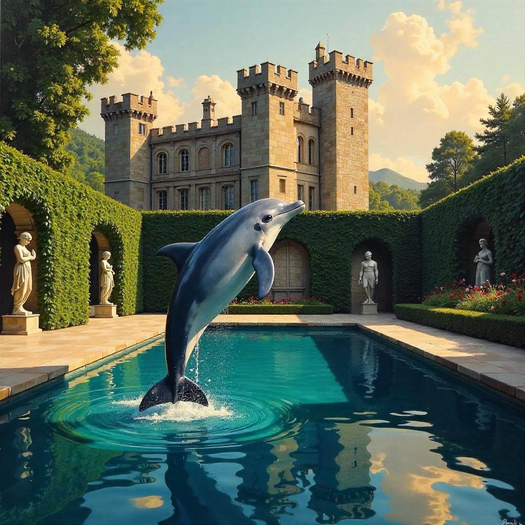 Dolphin in Castle Gardens — Oil Painting