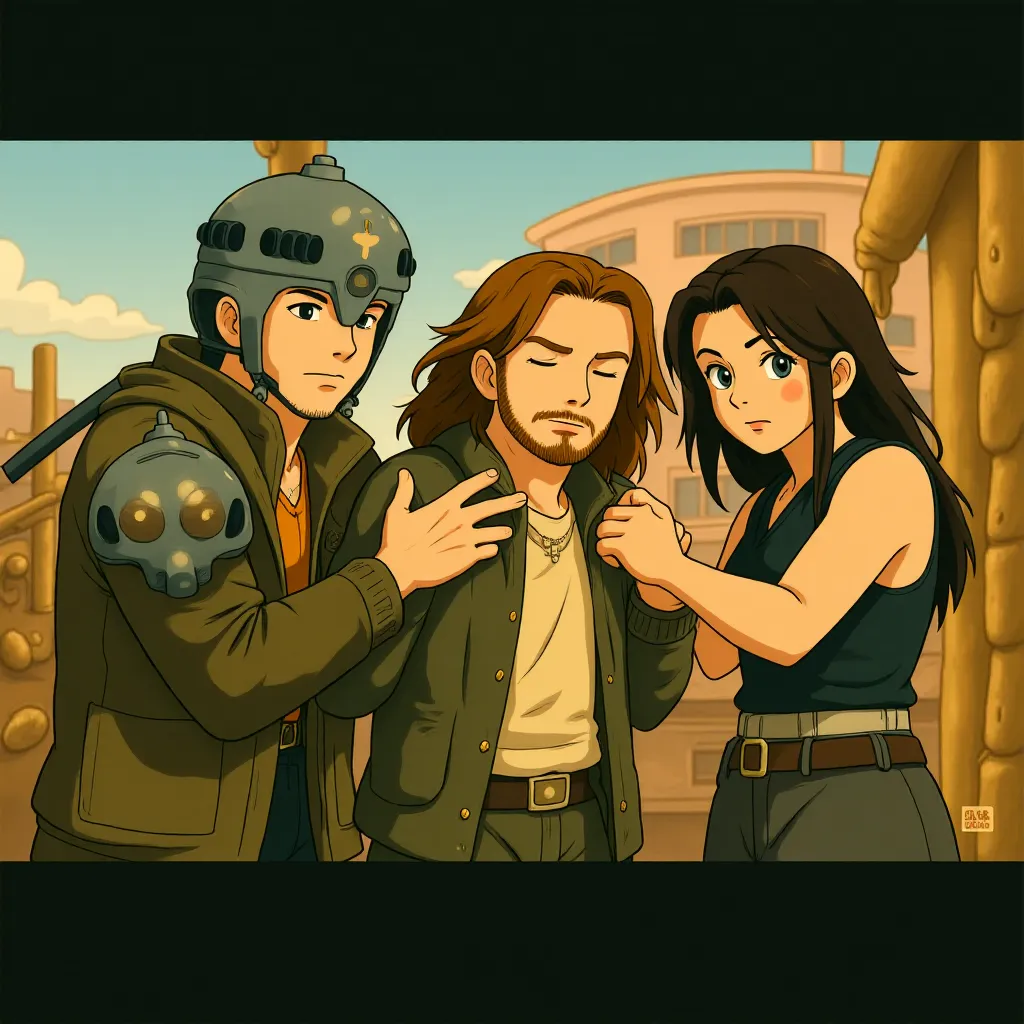 Richard Coyle, Jake Gyllenhaal, and Toby Kebbell in Prince of Persia: The Sands of Time (2010) - Anime style