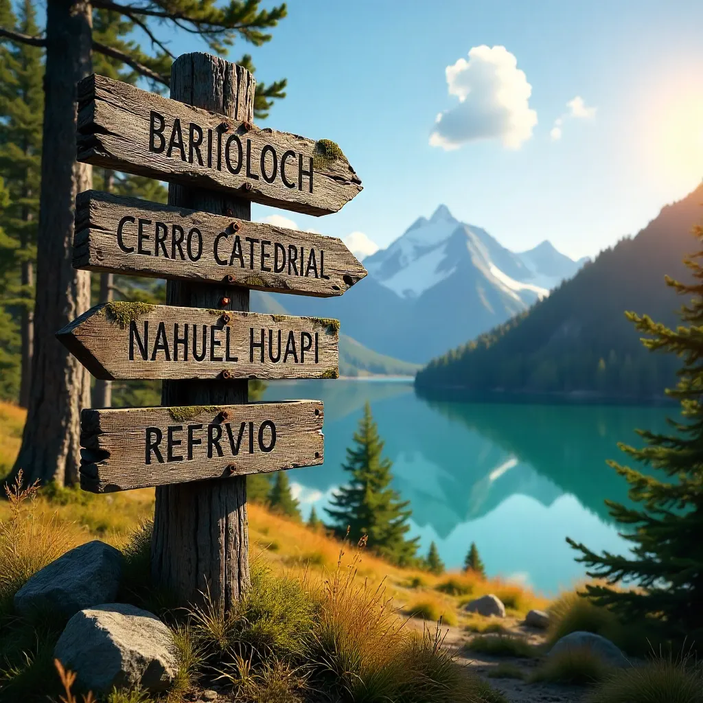 Rustic Signpost in Bariloche's Forest