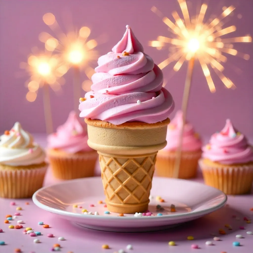 Delightful Pink Ice Cream Party with Cupcakes and Sparklers