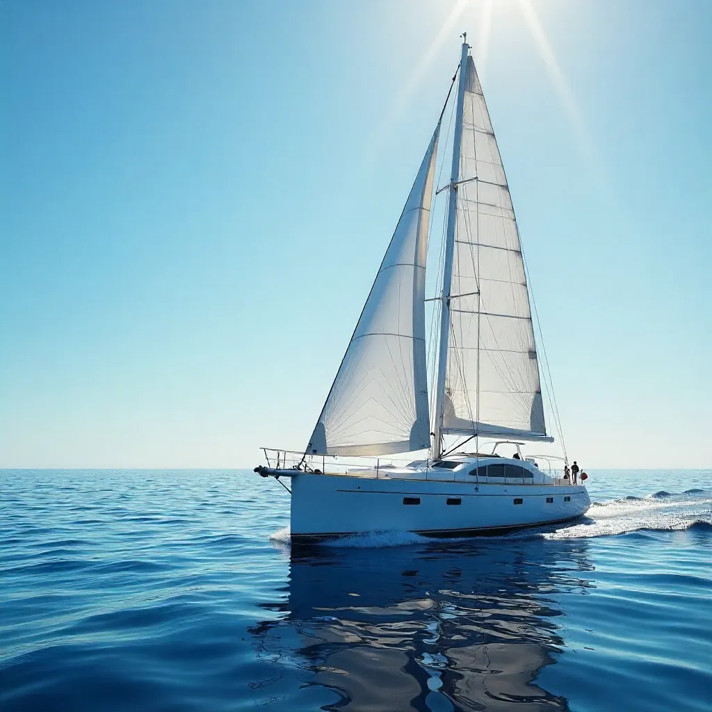 Tranquil Yacht Sailing on a Calm Blue Ocean