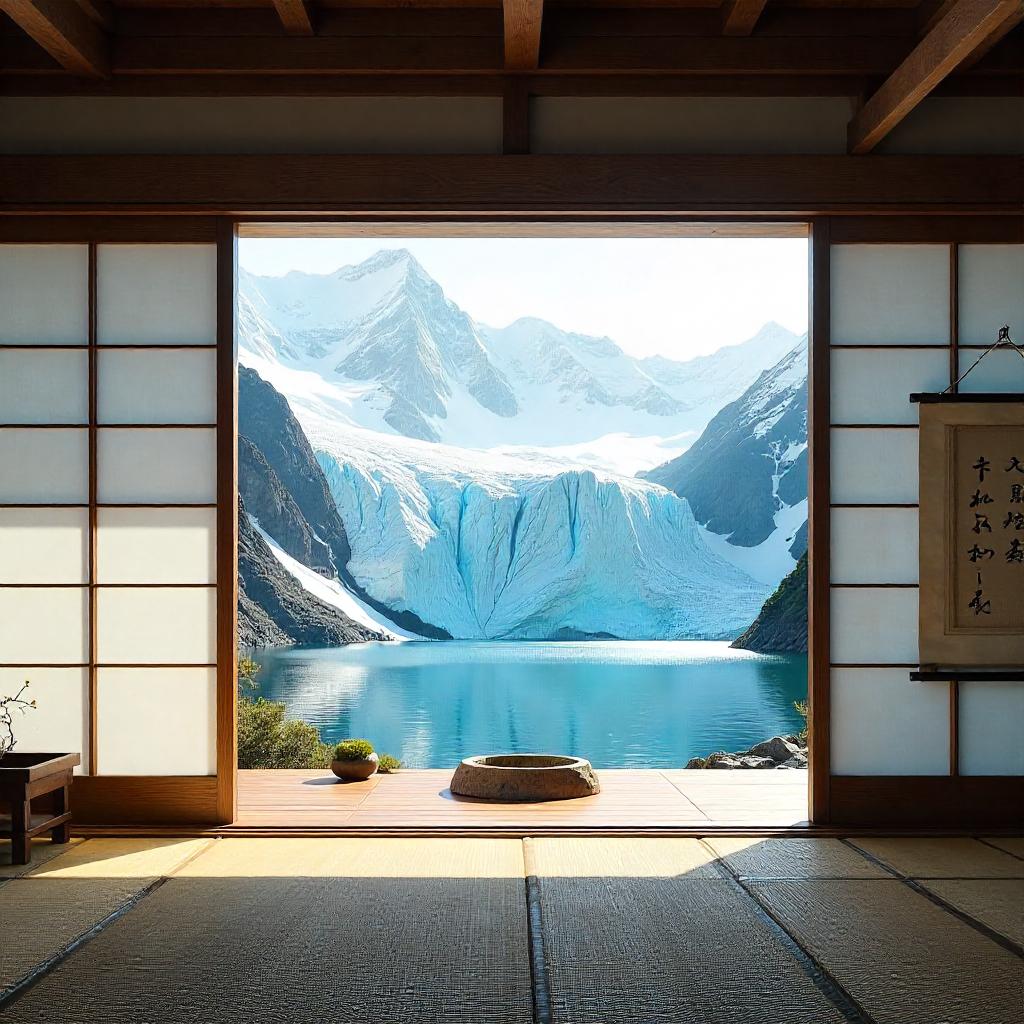 Glacier in a Zen Temple: Photoreal Stillness