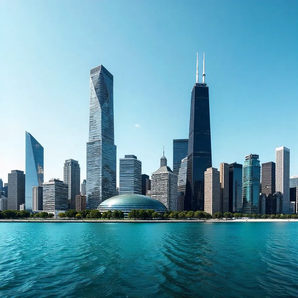 Stunning Chicago Skyline: Modern Architecture Under Clear Sky