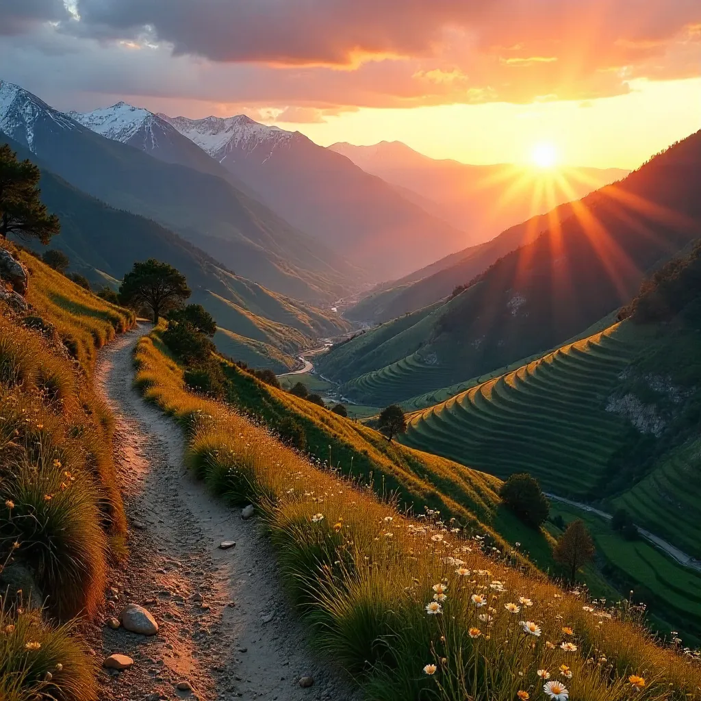 Golden Hour Terraced Hills of Güvercinli, Artvin