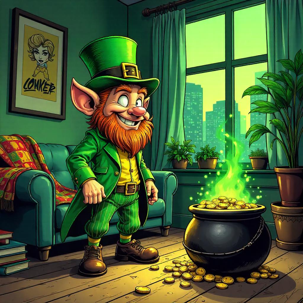 Leprechaun in a Comic-Book Apartment