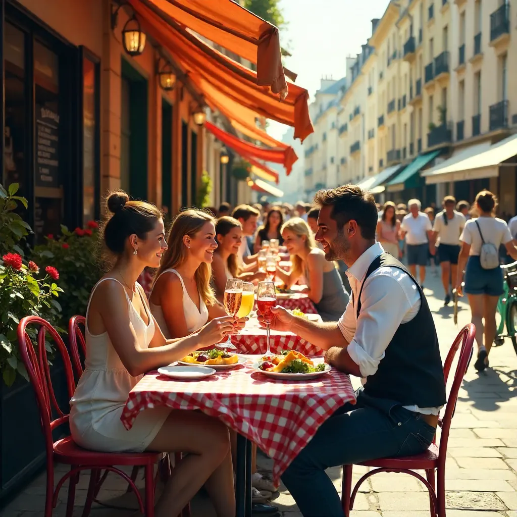 Sunny Parisian Bistro Terrace Comes Alive
