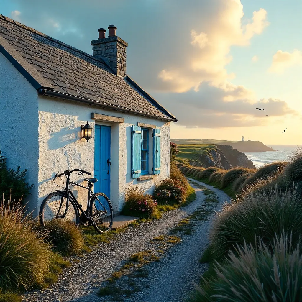 Blue Shuttered Cottage on Ouessant, France