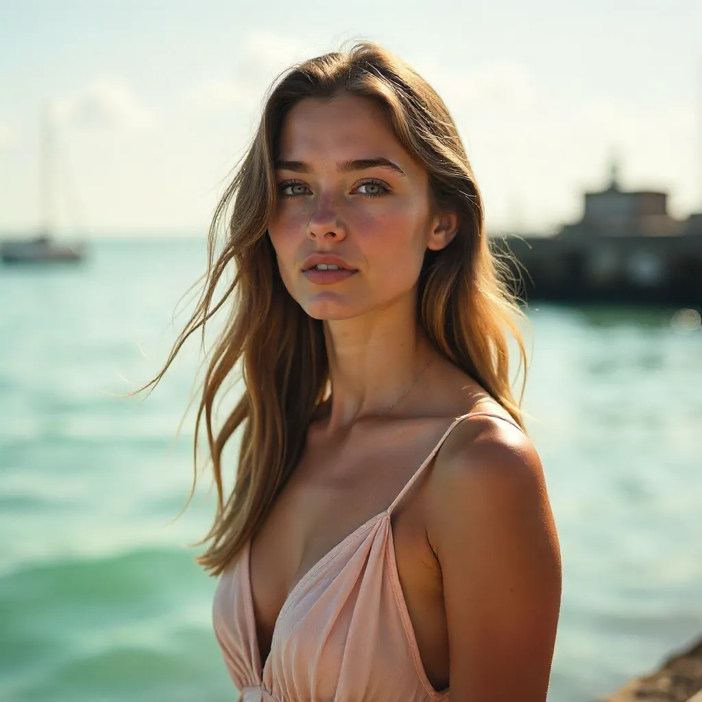 Serene Waterfront Portrait in Soft Daylight