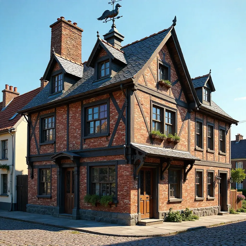 Charming Historic Building with Vintage Roof and Weather Vane