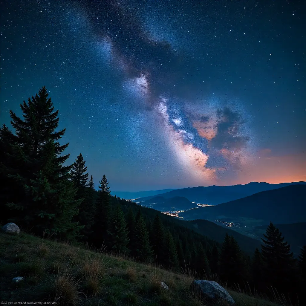 Milky Way Over a Dense Slovak Forest at Night