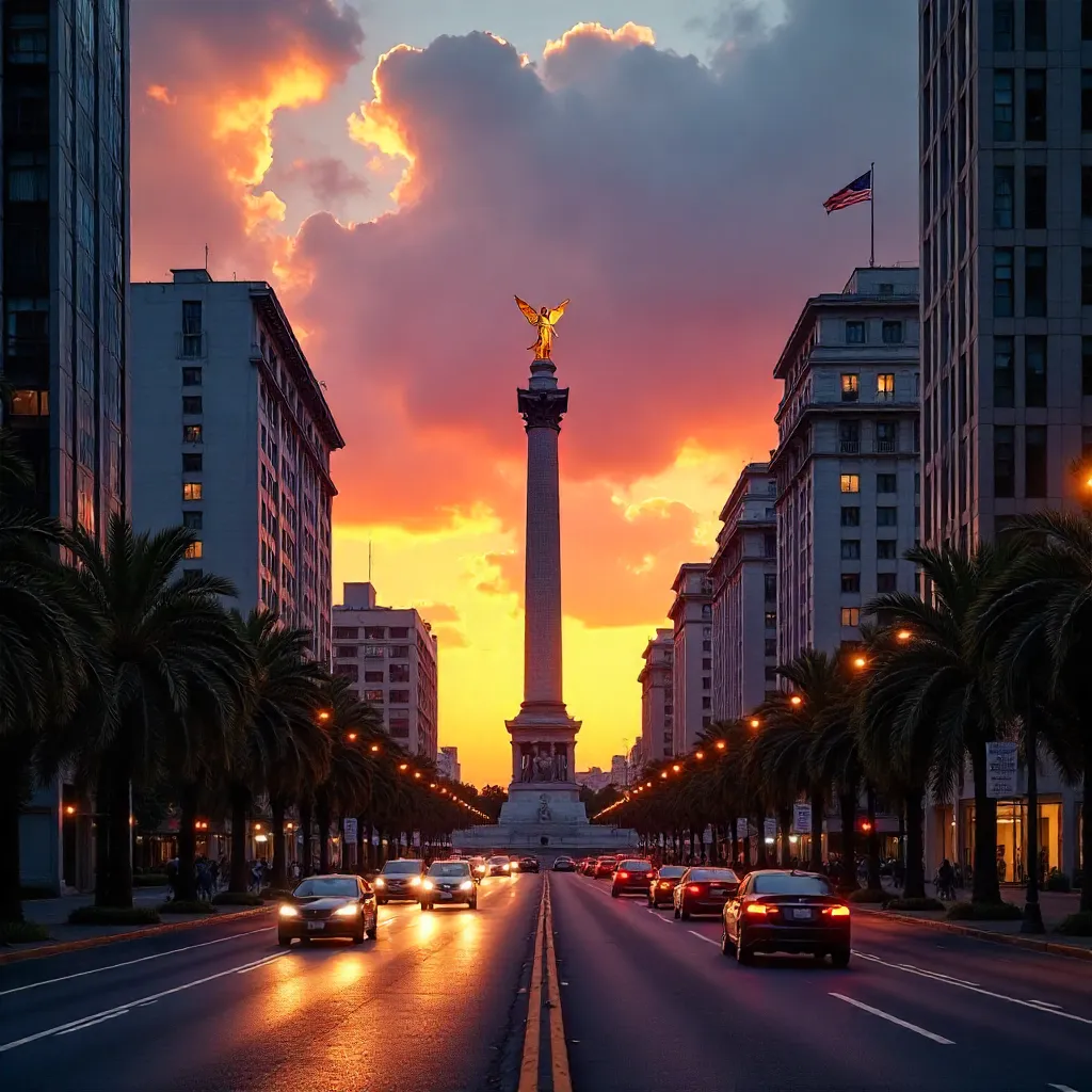 Sunset at Angel of Independence
