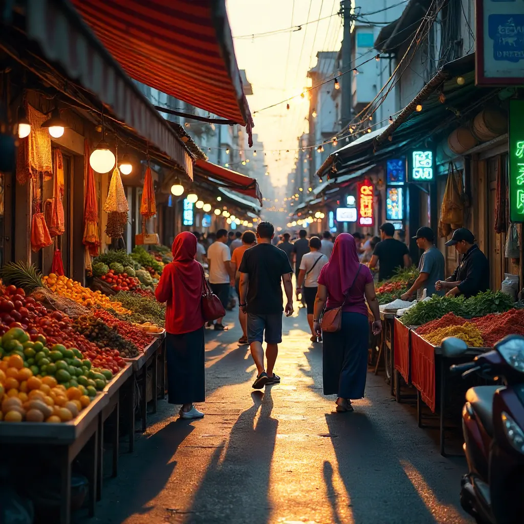 Bustling Street Market: Colorful City Vendors