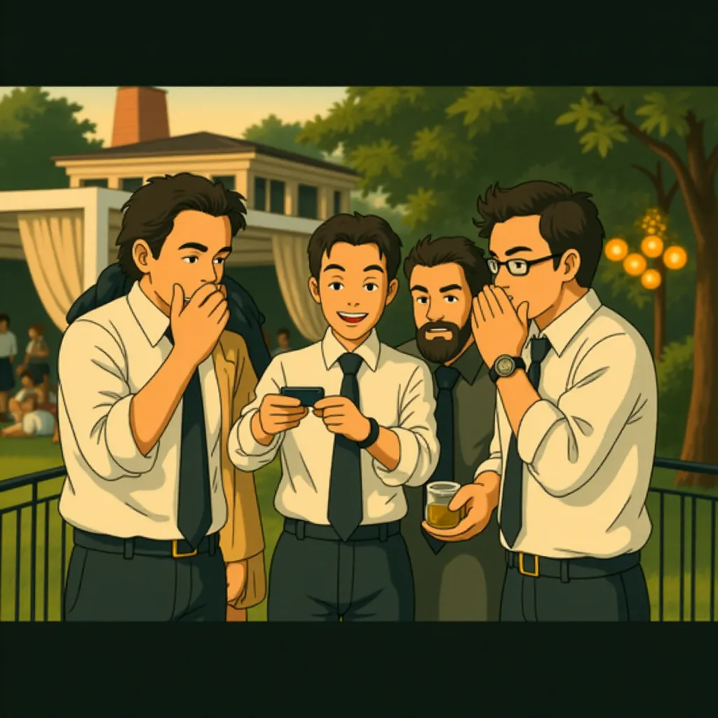 Justin Bartha, Bradley Cooper, Zach Galifianakis, and Ed Helms in The Hangover (2009) - Anime style