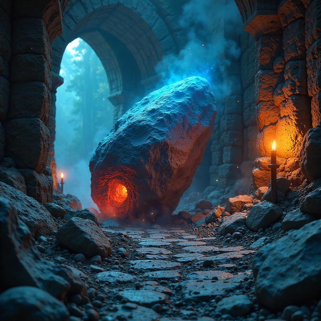 Meteor Crashed in an Ancient Dungeon - 3D Render