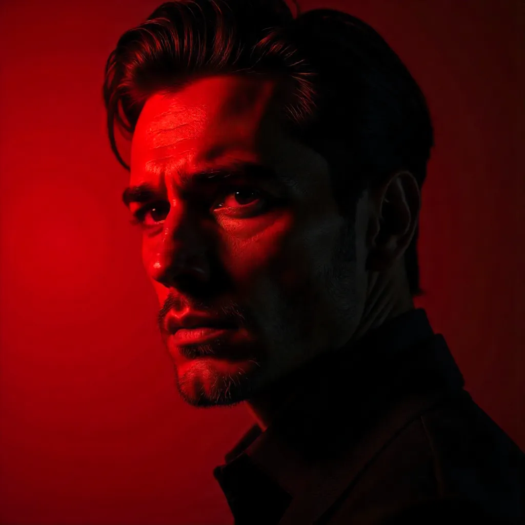 Red-Lit Mystery Portrait of a Man
