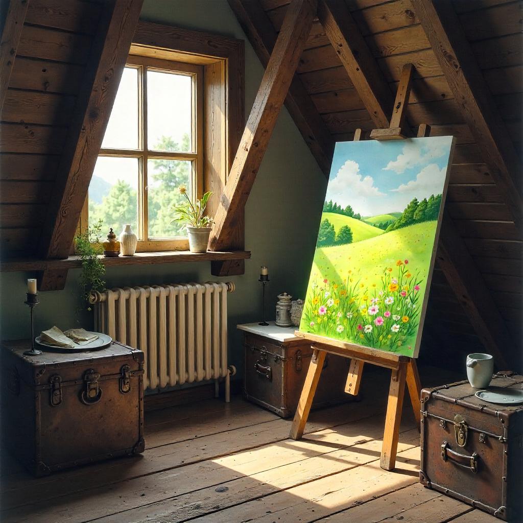 Meadow in an Attic: A Watercolor Dream