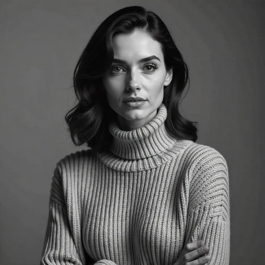 Elegant Monochrome Portrait in a Stylish Sweater