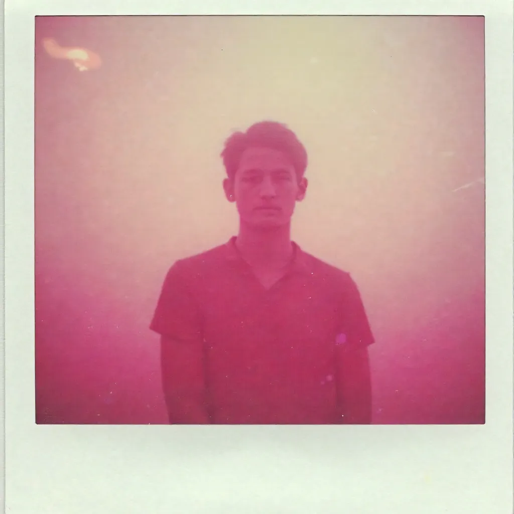 Pastel Pink Polaroid: Distorted Silhouette Portrait