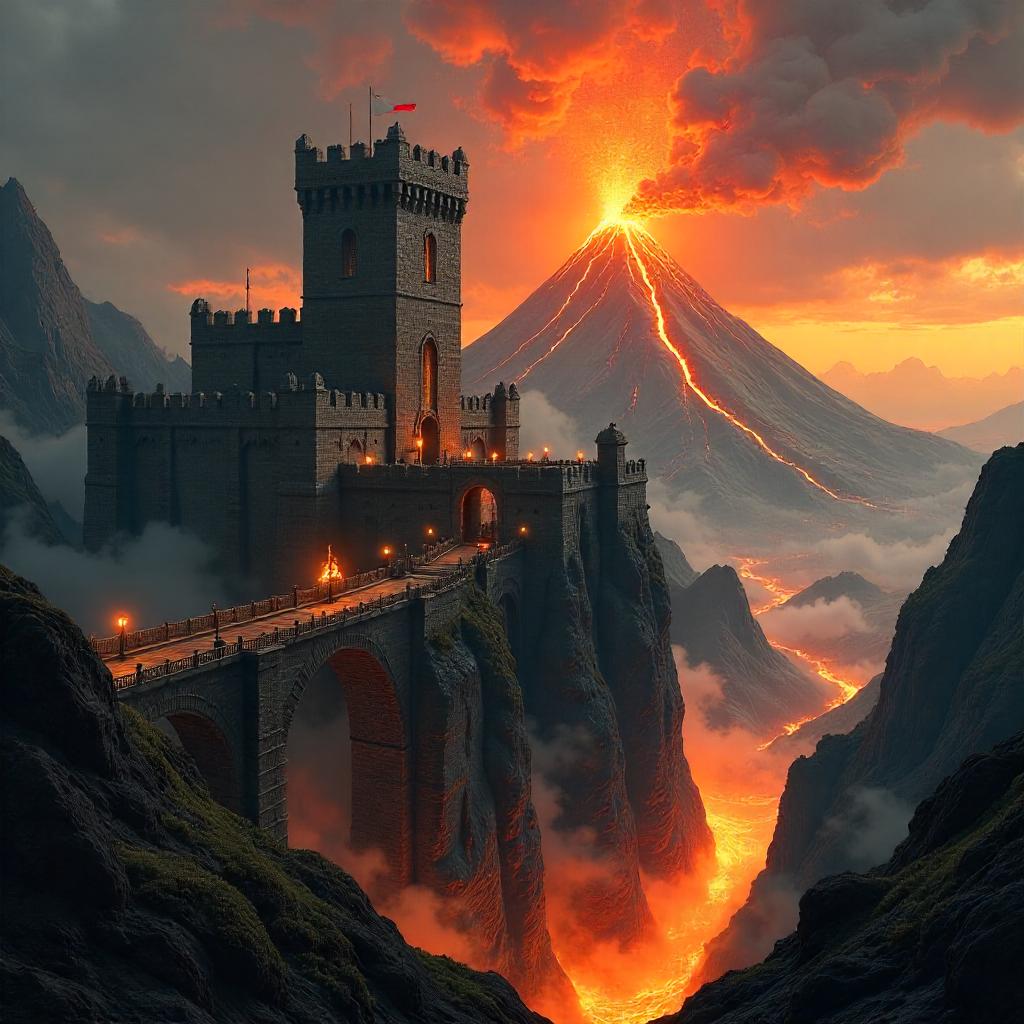 Volcanic Siege over a Medieval Castle