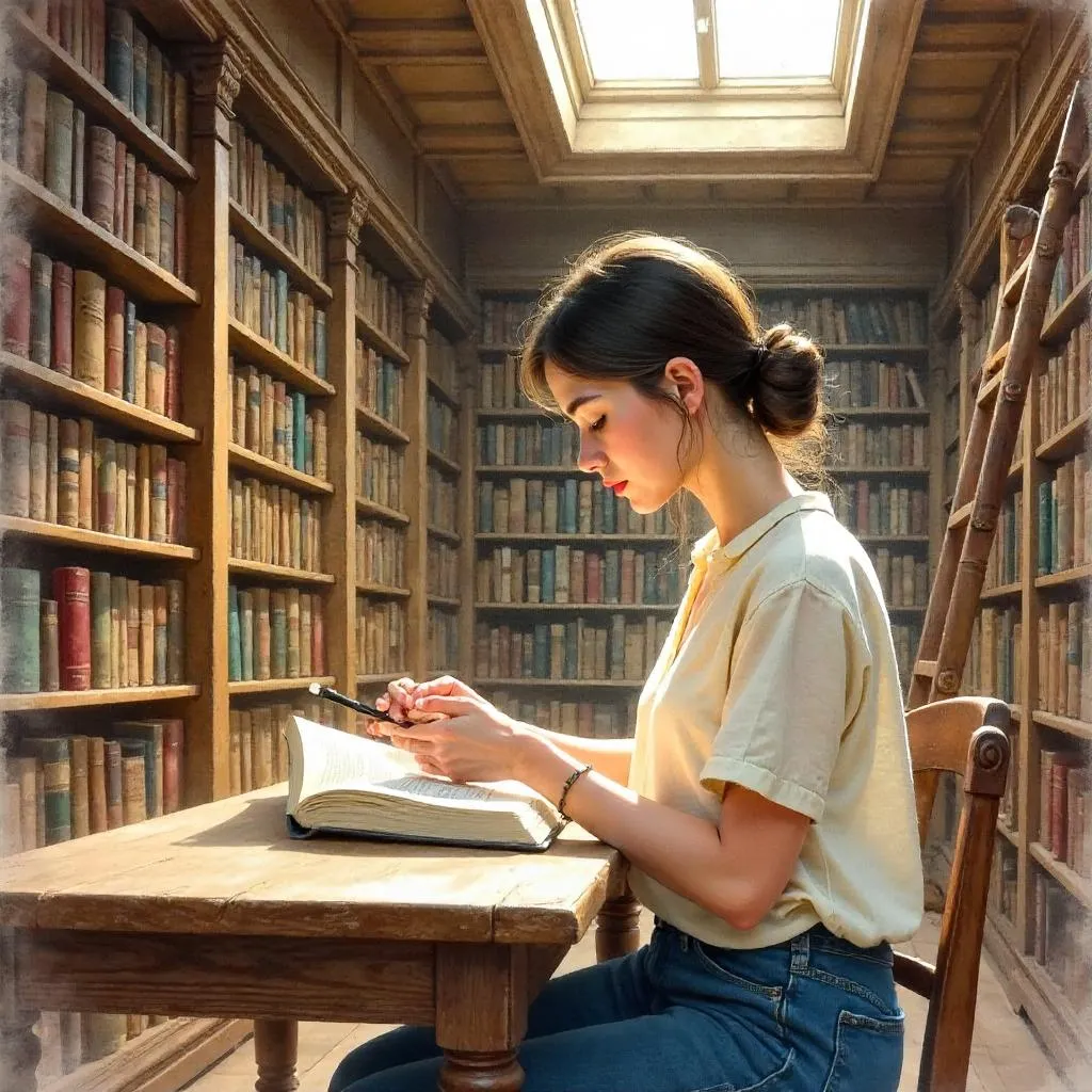 Watercolor Library Portrait of a Young Woman