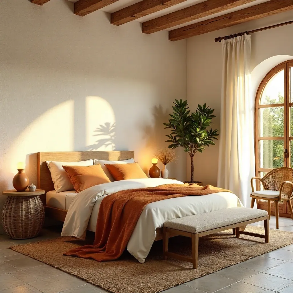 Cozy Mediterranean Bedroom in Warm Tones