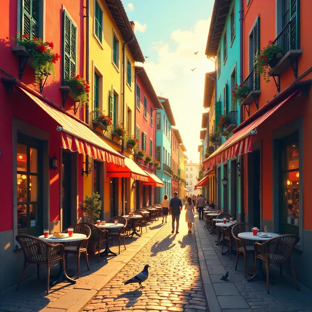 Vibrant European Street Café Scene