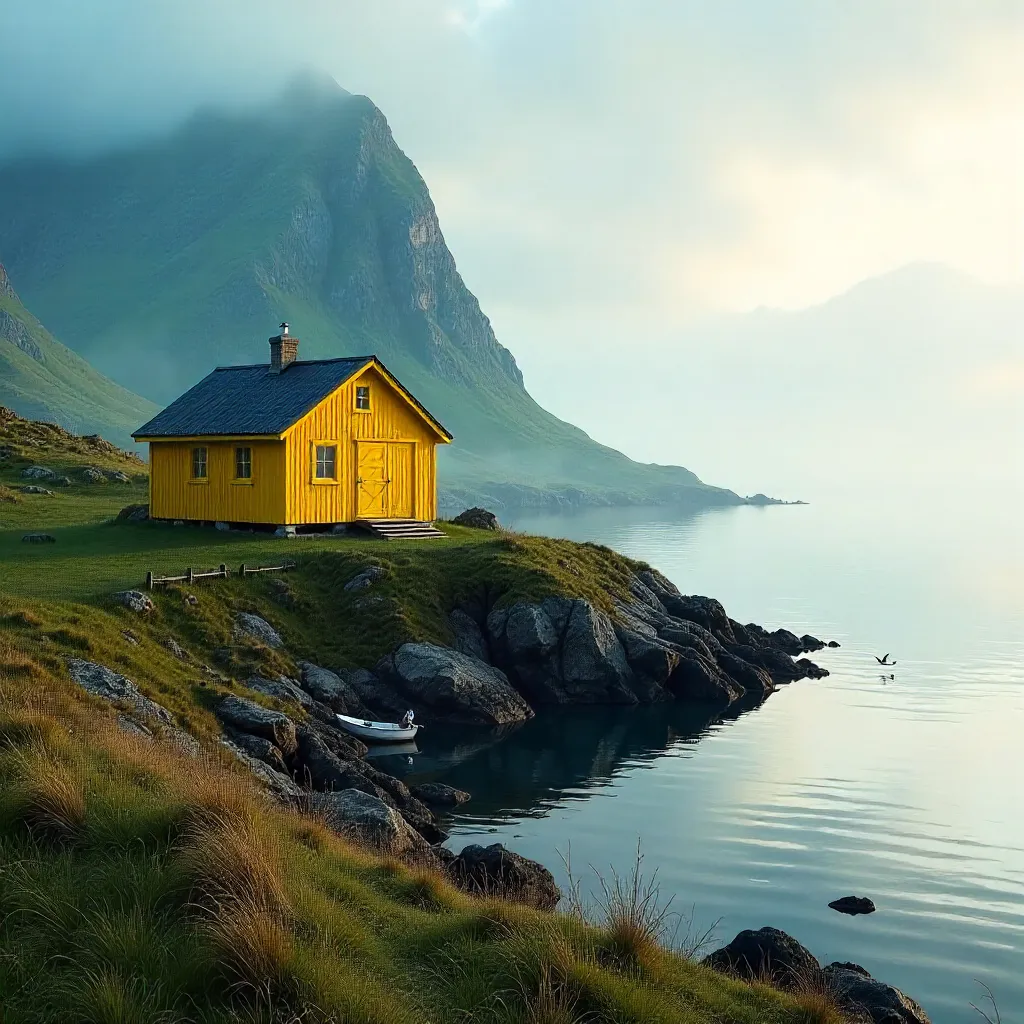 Mist-Shrouded Yellow House of Nordland