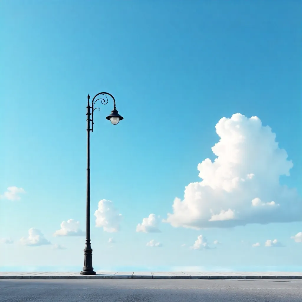 Minimalist Street Lamp Under Blue Sky
