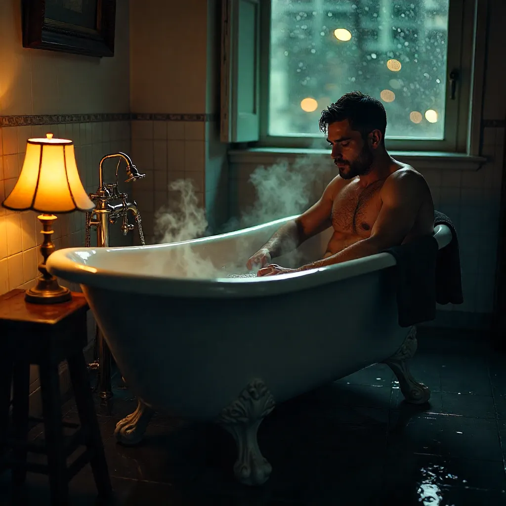 Introspective Bath by the Lamplight
