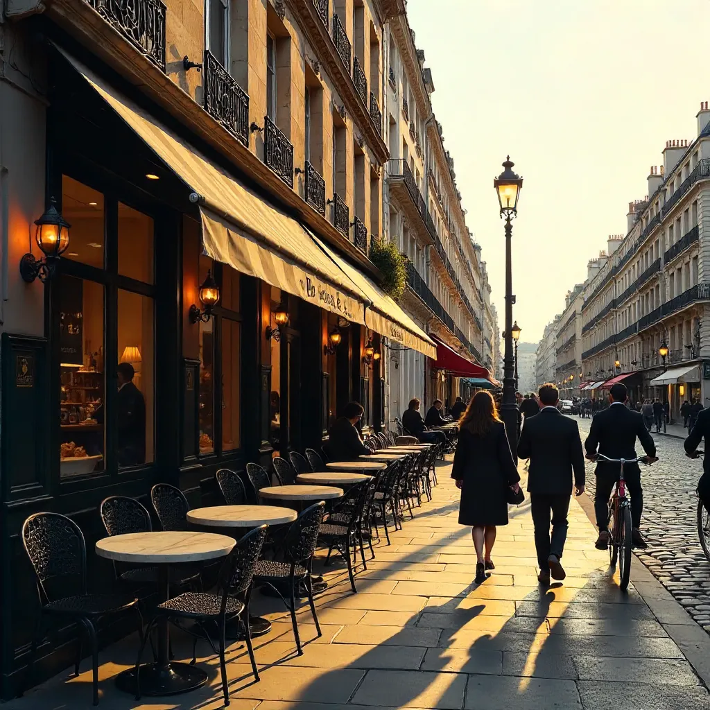 Parisian Café de Flore: Outdoor Vibe in Golden Light