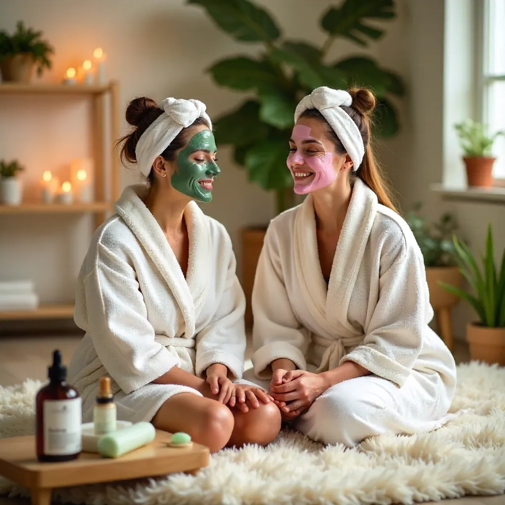 Two Women Enjoying a Tranquil Indoor Skincare Routine