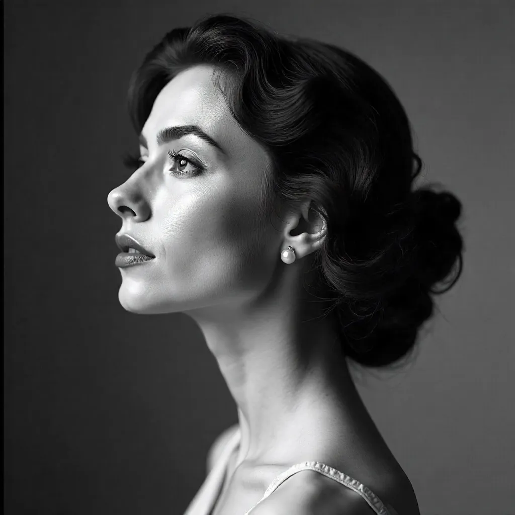 Side Profile Elegance in Black and White