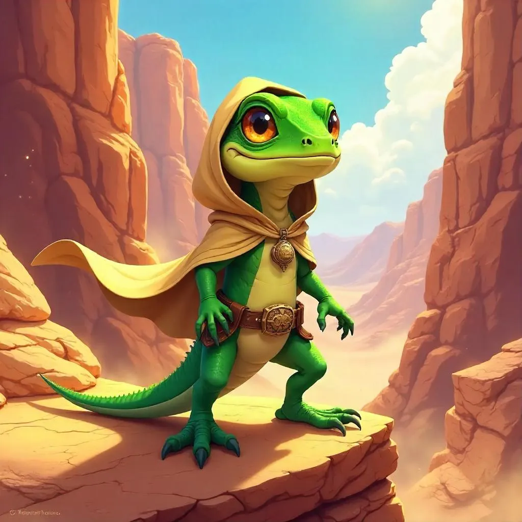 Desert Canyon Lizard in Anime Style