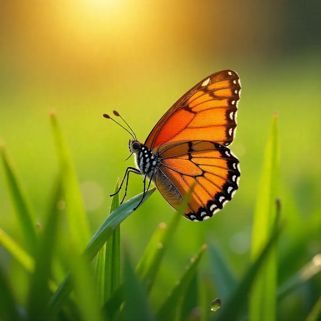 Vibrant Orange Butterfly on Grass in Piet Retief