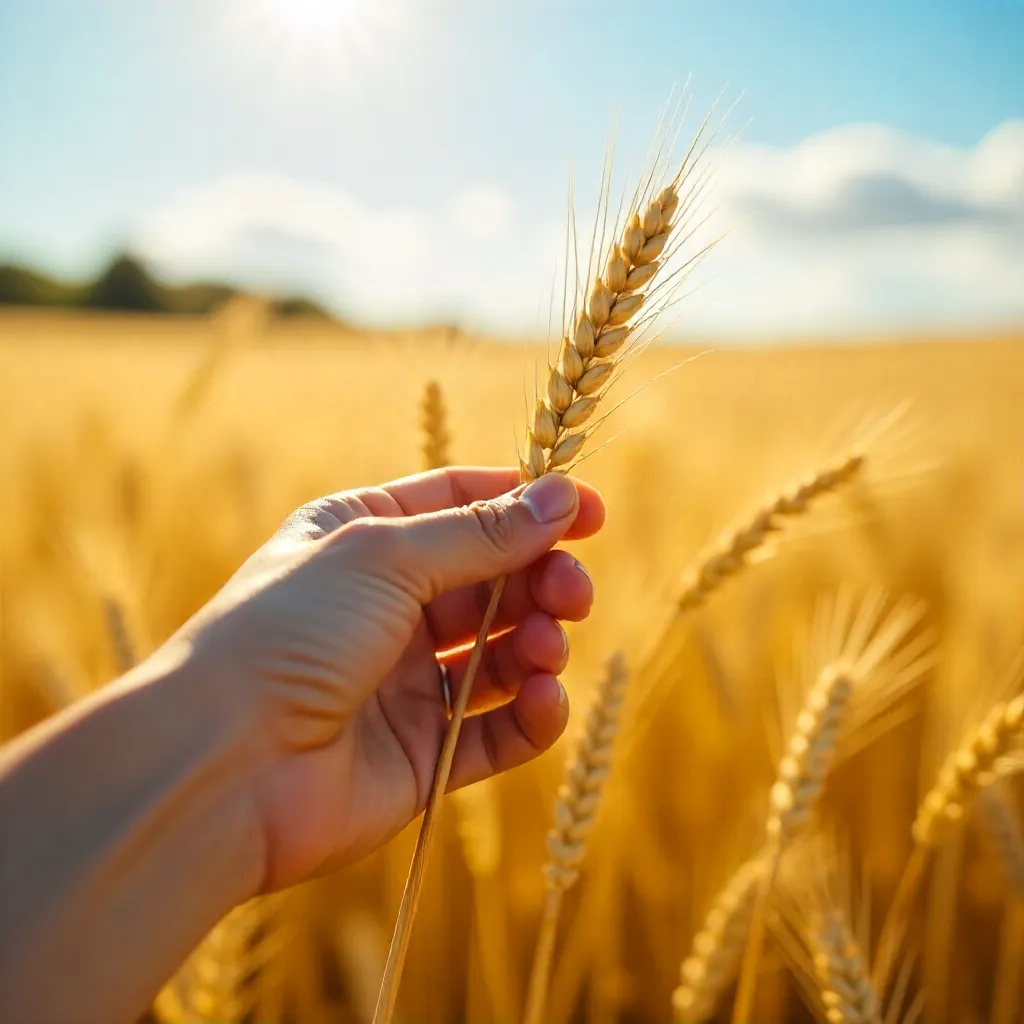 Serene Hand Touching Golden Wheat Field