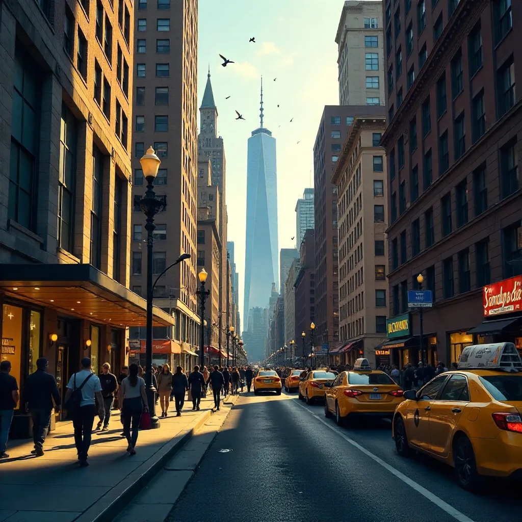 Morning Rush in Manhattan: One World Trade Center Vista