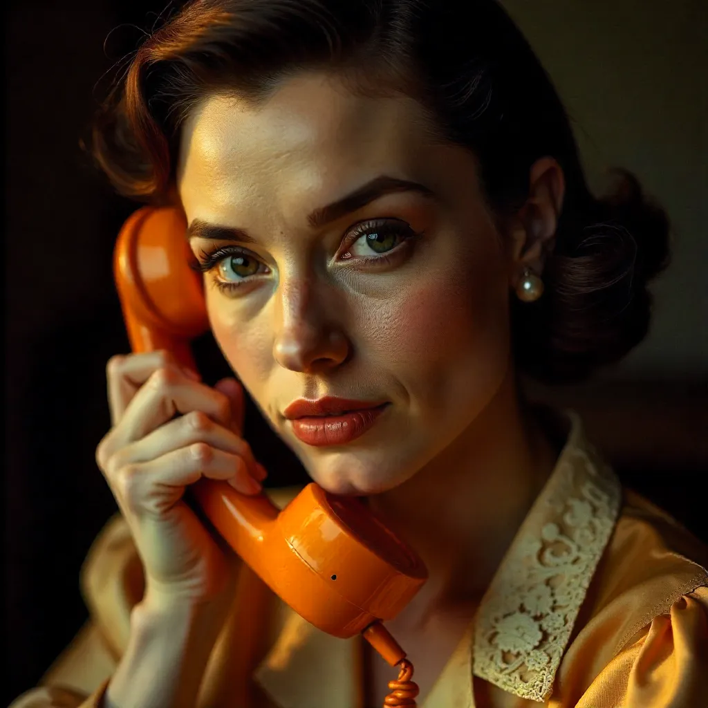 Moody Vintage Orange Phone Portrait