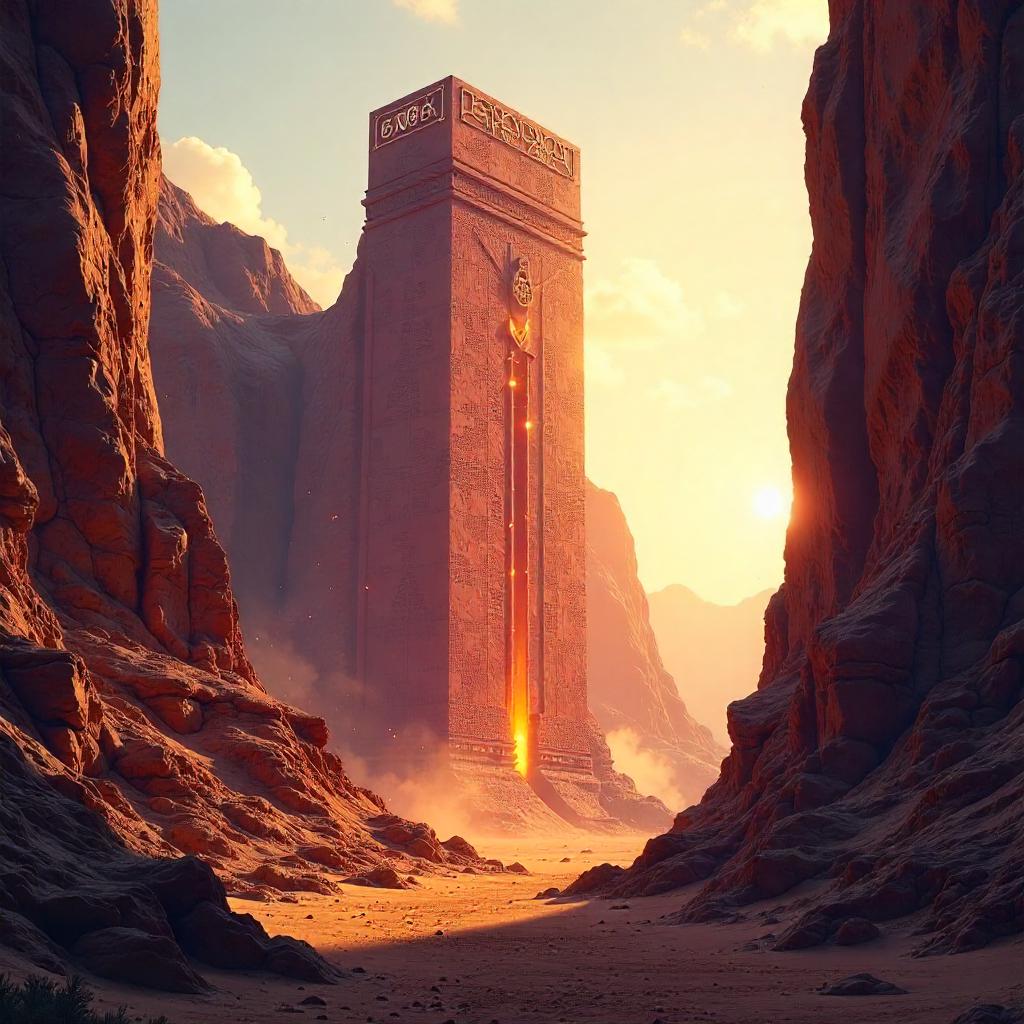 Monument Rising from a Desert Canyon