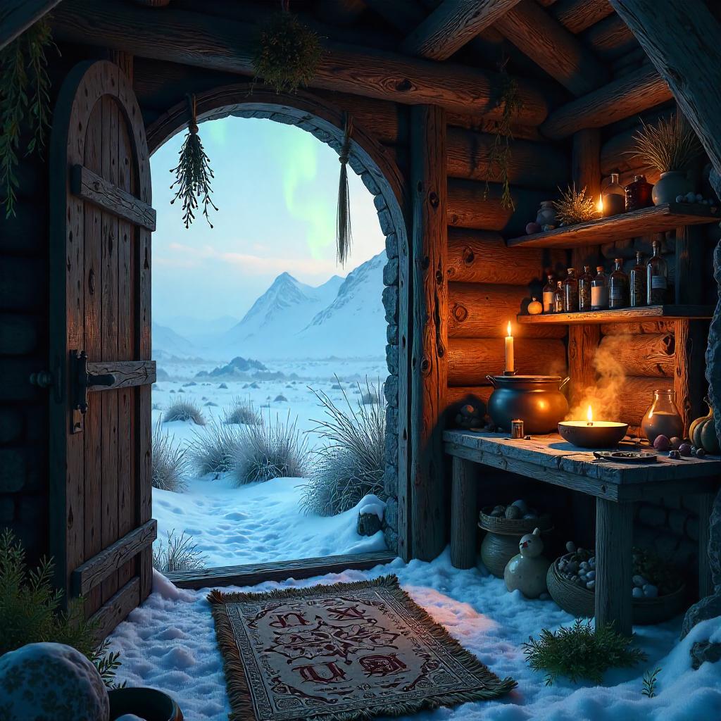 Photorealistic Tundra Inside a Witch's Hut