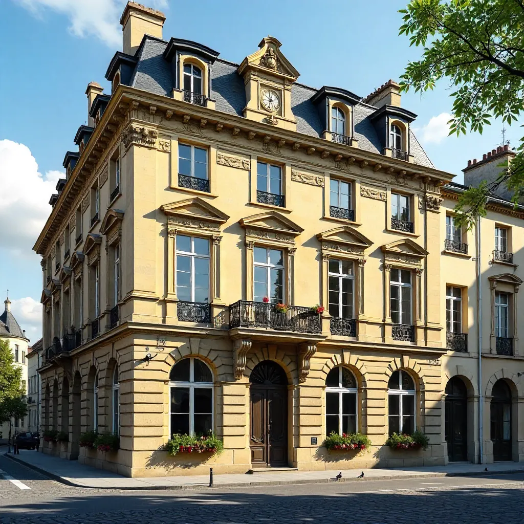Elegant Strasbourg Facade under a Clear Blue Sky