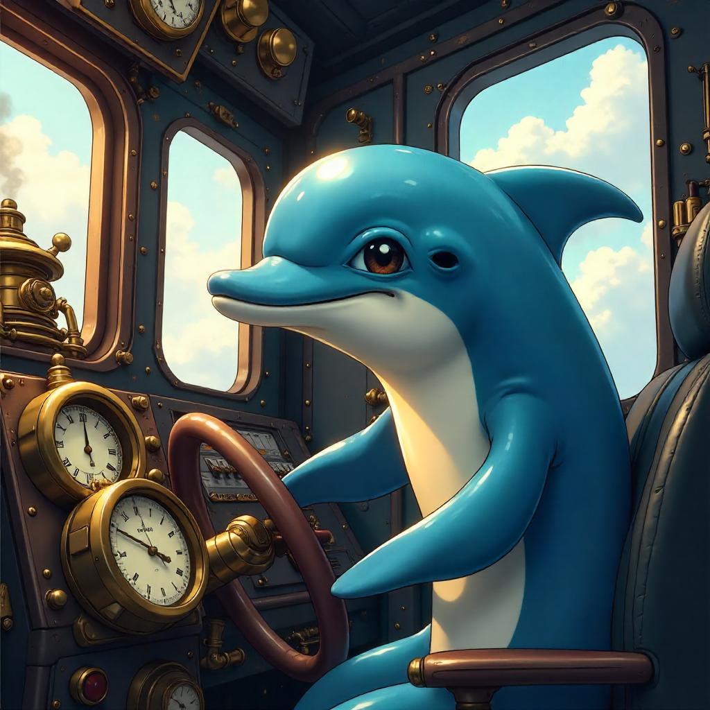 Dolphin Pilot in an Anime Steam Engine